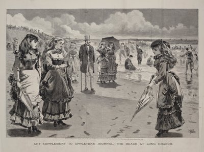 ロングブランチのビーチ、1869年8月21日、アップルトンジャーナルのアートサプリメントとして公開 作： Winslow Homer