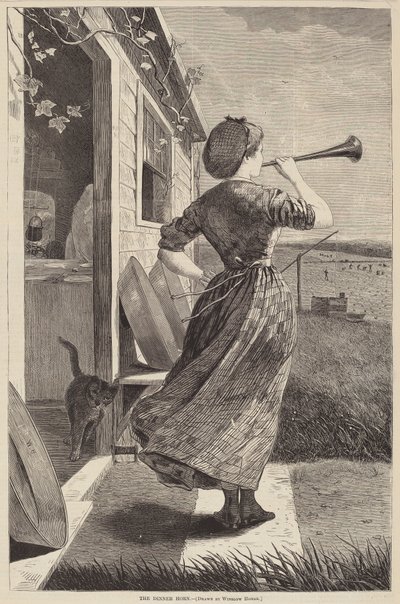 1870年の「The Dinner Horn」。 作： Winslow Homer