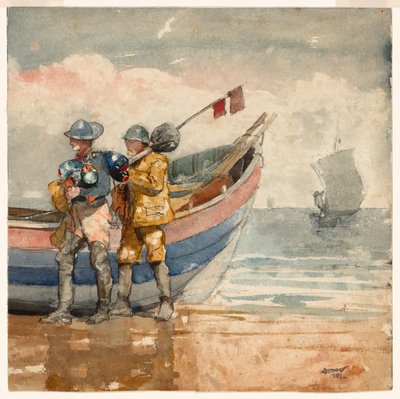 The Return, Tynemouth (直腸) 研究 (裏面) 作： Winslow Homer
