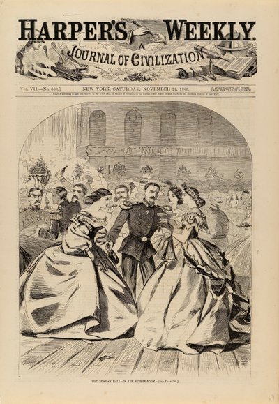 ハーパーズ・ウィークリー』1863年11月21日号より「ロシア舞踏会--晩餐会場にて 作： Winslow Homer