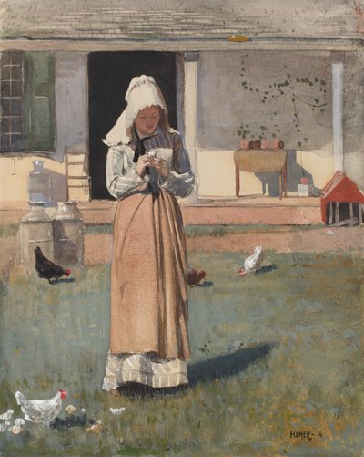 The Sick Chicken、1874（wc紙にwc、ガッシュ、グラファイト） 作： Winslow Homer