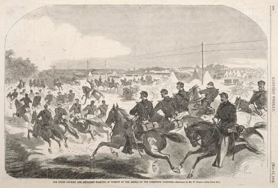 ヨークタウン・ターンパイクで反乱軍を追い始める北軍の騎兵隊と砲兵隊 作： Winslow Homer