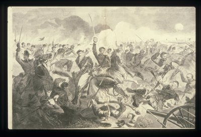 連合のための戦争 1862 - 騎兵突撃 (木の彫刻) 作： Winslow Homer