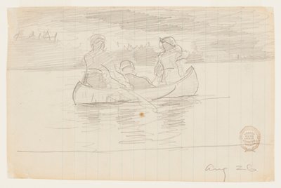 カヌーに乗った 3 人の男、イル マニーニュ、ケベック 作： Winslow Homer