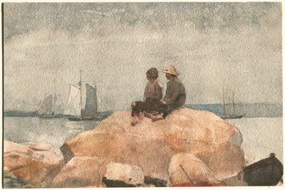 スクーナーを眺める二人の少年 作： Winslow Homer