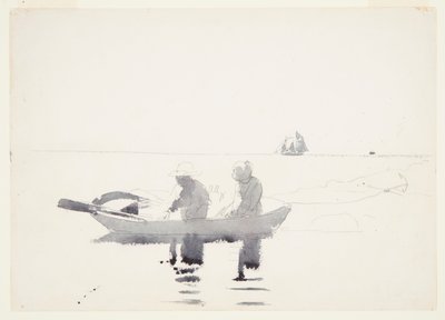 手漕ぎボートに乗った 2 人の人物 作： Winslow Homer