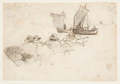 帆のある 2 つの漁船、カラーコート、イングランド 作： Winslow Homer
