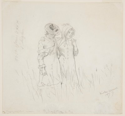 野原にいる二人の少女 作： Winslow Homer