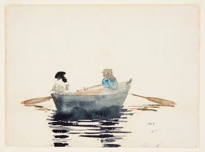 手漕ぎボートに乗る二人の少女 作： Winslow Homer