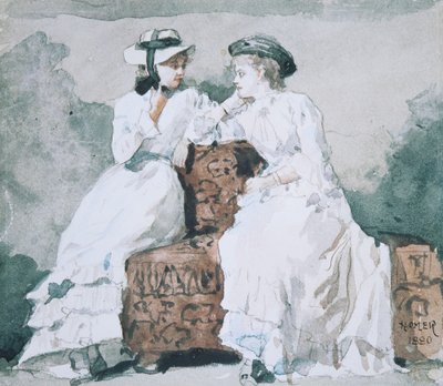 二人の女性、1880（紙にトイレとグラファイト） 作： Winslow Homer