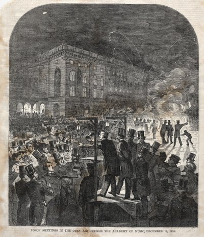 音楽のアカデミーの外の野外での連合会議、1859年。 作： Winslow Homer