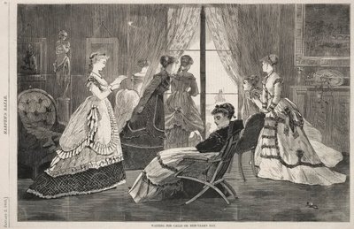 元旦、1869年に電話を待っています。 作： Winslow Homer