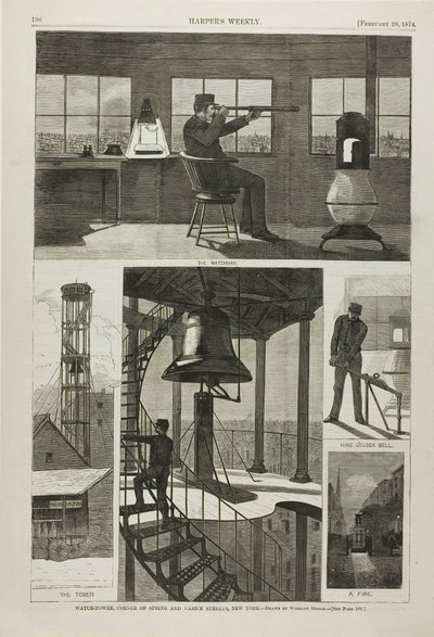 ウォッチ・タワー（ニューヨーク、スプリング・ストリートとヴァリック・ストリートの角 作： Winslow Homer