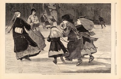 冬」--スケートの情景（『ハーパーズ・ウィークリー』1868年1月25日号より 作： ウィンスロー・ホーマー