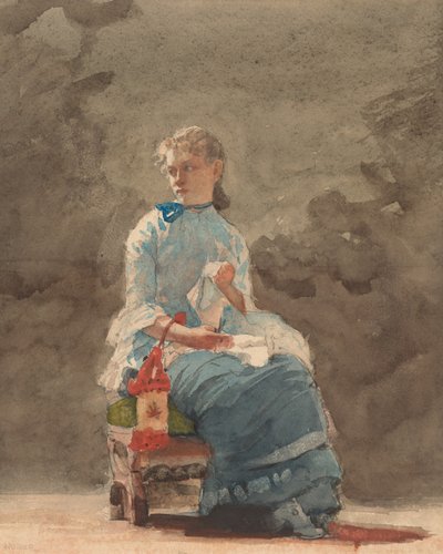 縫う若い女性、1876年 作： Winslow Homer