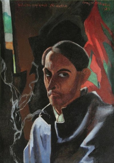 非難された自画像の最後のタバコ、1924年。 作： Witkacy