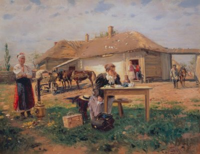 村への先生の到着 作： Wladimir Jegorowitsch Makowski