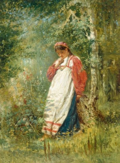 森の中の若い女性 作： Wladimir Jegorowitsch Makowski