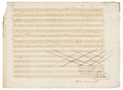 直筆音楽原稿、Zwei deutsche Kirchenlieder、K.343 作： Wolfgang Amadeus Mozart