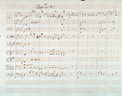 モーツァルトの交響曲第8番ニ長調の楽譜のページ（1768年 作： Wolfgang Amadeus Mozart