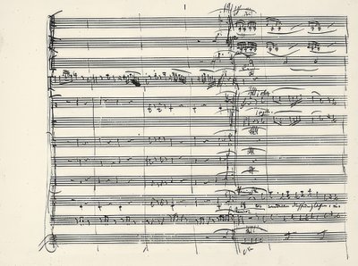ヴォルフガングアマデウスモーツァルト（1756-1791）オーストリアの作曲家。魔法のフルートからの火の音楽の終わりとデュエットのパミナスとタミノス（火のグルテンの中を歩いた）の始まりのサイン。 1791 作： Wolfgang Amadeus Mozart