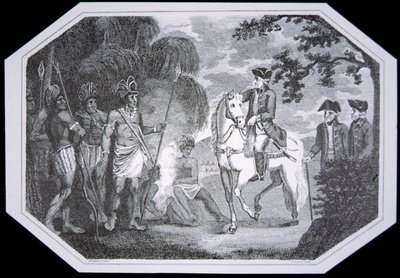 1777年のバーゴイン将軍とインディアン（デビッド・ヒュームとトビアス・スモレットの「The History of England」より、J.テイラーの刻印、ロンドン発行 作： Woodruff (after)