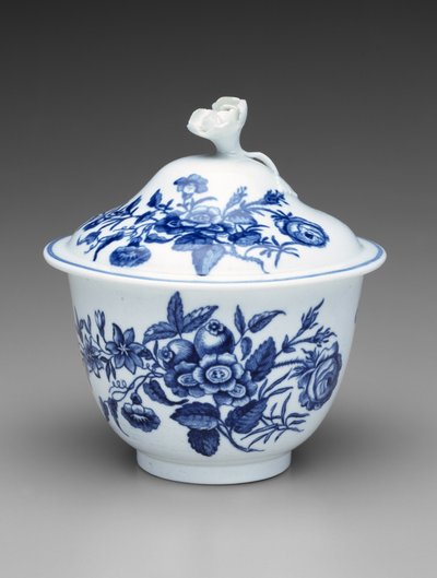 カバードシュガーボウル 1760年～1780年頃（軟磁性磁器 作： Worcester Porcelain Manufactory
