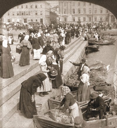 マーケットボート、ヘルシンキ、フィンランド、1898年。 作： Works and Sun Sculpture Studios