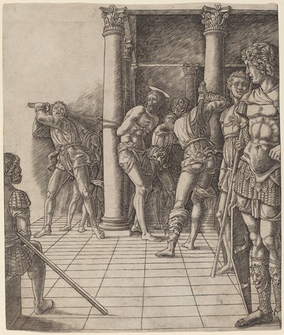 歩道でのキリストの鞭打ち 作： Workshop of Andrea Mantegna
