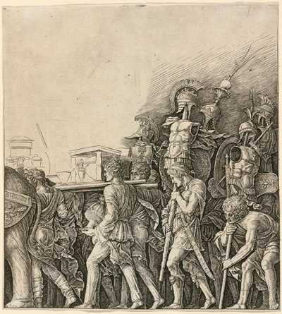 シーザーの勝利: 戦利品を運ぶ兵士 作： Workshop of Andrea Mantegna