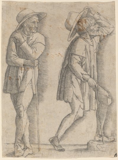 二人の農民 作： Workshop of Andrea Mantegna