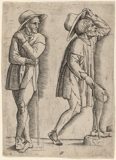 二人の農民 作： Workshop of Andrea Mantegna