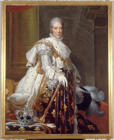 フランス語：聖なる衣装をまとったフランス王、シャルル10世（1757-1836）の肖像 作： フランソワ・ジェラールのワークショップ