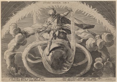 カオス: カオスのもつれを解く、または要素の作成 作： Workshop of Hendrick Goltzius, after Hendrick Goltzius