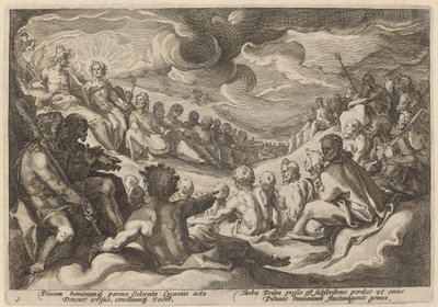 ジュピターが宇宙の破壊について神々から助言を受ける 作： Workshop of Hendrick Goltzius, after Hendrick Goltzius