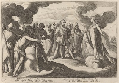 木星とヘリオスに戦車の制御を再開するよう求める神々 作： Workshop of Hendrick Goltzius, after Hendrick Goltzius