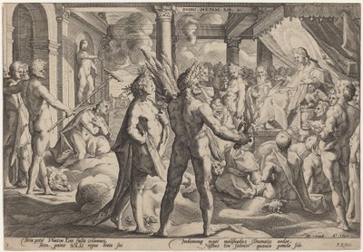 チャリオットを求めるフェートン 作： Workshop of Hendrick Goltzius, after Hendrick Goltzius