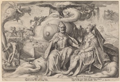 ジュピターとジュノーの論争 作： Workshop of Hendrick Goltzius, after Hendrick Goltzius