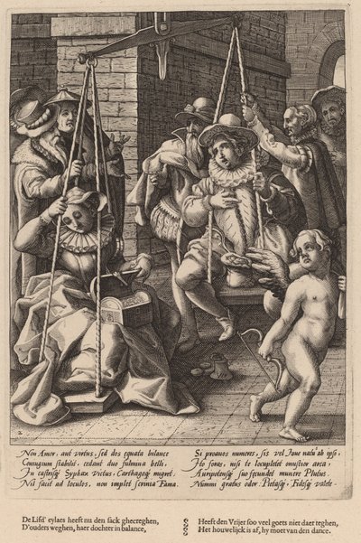 結婚のはかり 作： Workshop of Hendrick Goltzius, after Karel van Mander I