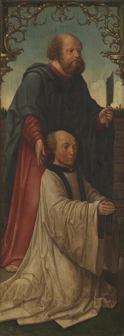 聖マティアス()と寄進者（レクト）、聖アンドレ（裏面） 作： Workshop of Jacob Cornelisz. van Oostsanen