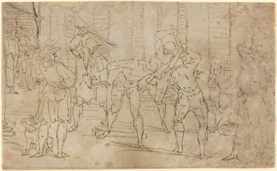 キリストのむち打ち 作： Workshop of Luca Cambiaso
