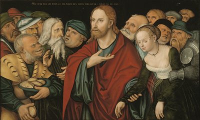 ドイツ語：Christus und die Ehebrecherin キリストと姦淫の女 作： ルーカス・クラナッハ・ザ・エルダーのワークショップ