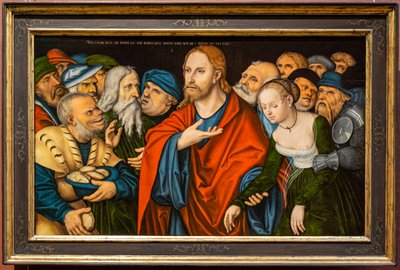 ドイツ語：Christus und die Ehebrecherin キリストと姦淫の女 作： ルーカス・クラナッハ・ザ・エルダーのワークショップ