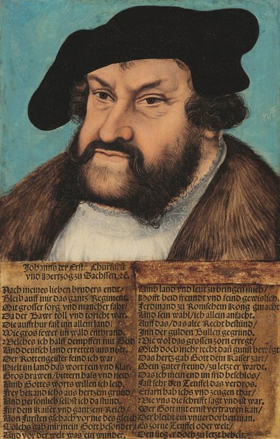 ドイツ語: Johann der Beständige, Kurfürst von Sachsen (1486-1532) 堅固なるヨハン。ザクセン選帝侯 (1486-1532) 作： ルーカス・クラナッハ・ザ・エルダーのワークショップ