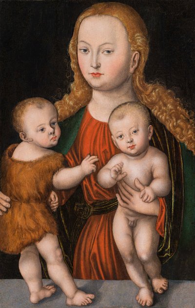 ドイツ語：Madonna mit Kind und Johannesknaben 聖母子と幼子聖ヨハネ 作： ルーカス・クラナッハ・ザ・エルダーのワークショップ