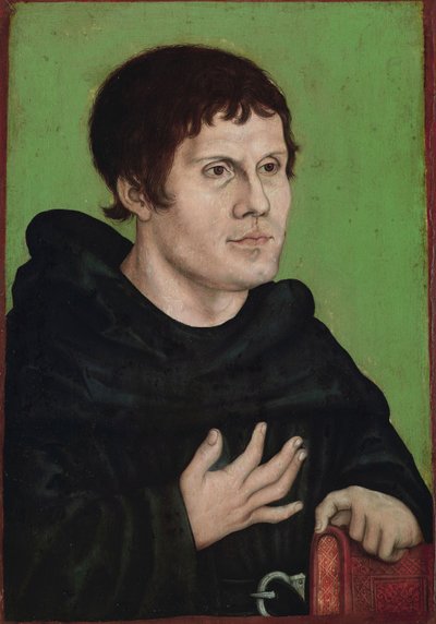 ドイツ語：Posthumes Bildnis Martin Luthers (1483-1546) als Augustinermönch アウグスティヌス修道士としてのマルティン・ルターの死後の肖像 作： ルーカス・クラナッハ・ザ・エルダーのワークショップ