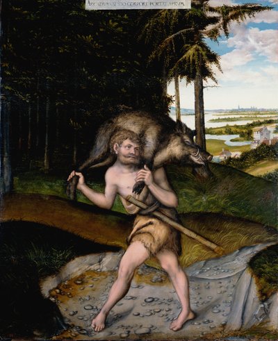 ヘラクレスとエリマンスのイノシシ 作： workshop of Lucas Cranach the Elder