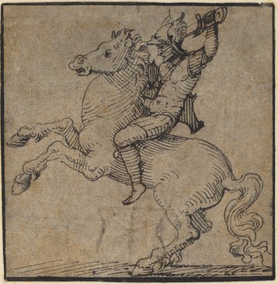 飼育馬に乗ったルネサンスの鎧の戦士 作： Workshop of Peter Vischer the Younger