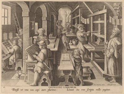 書籍の印刷 作： Workshop of Philip Galle after Jan van der Straet