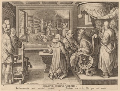 Ser、Sive Sericus Vermis (絹、または蚕) 作： Workshop of Philip Galle after Jan van der Straet